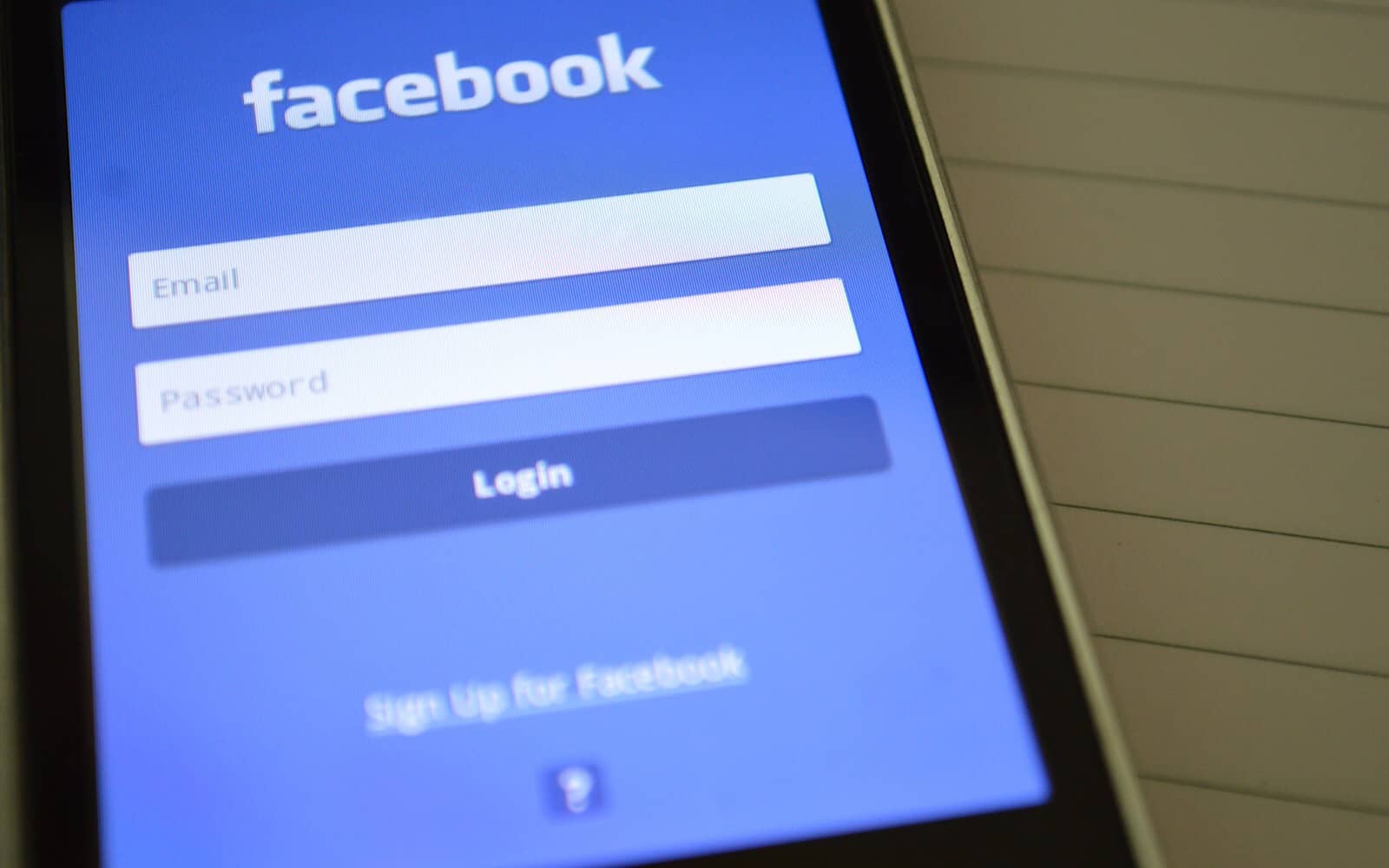 Facebook login on a phone