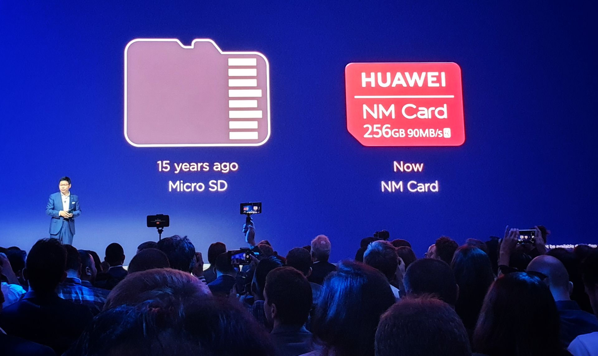 Huawei Mate 20 Pro launch with Nano Memory on display