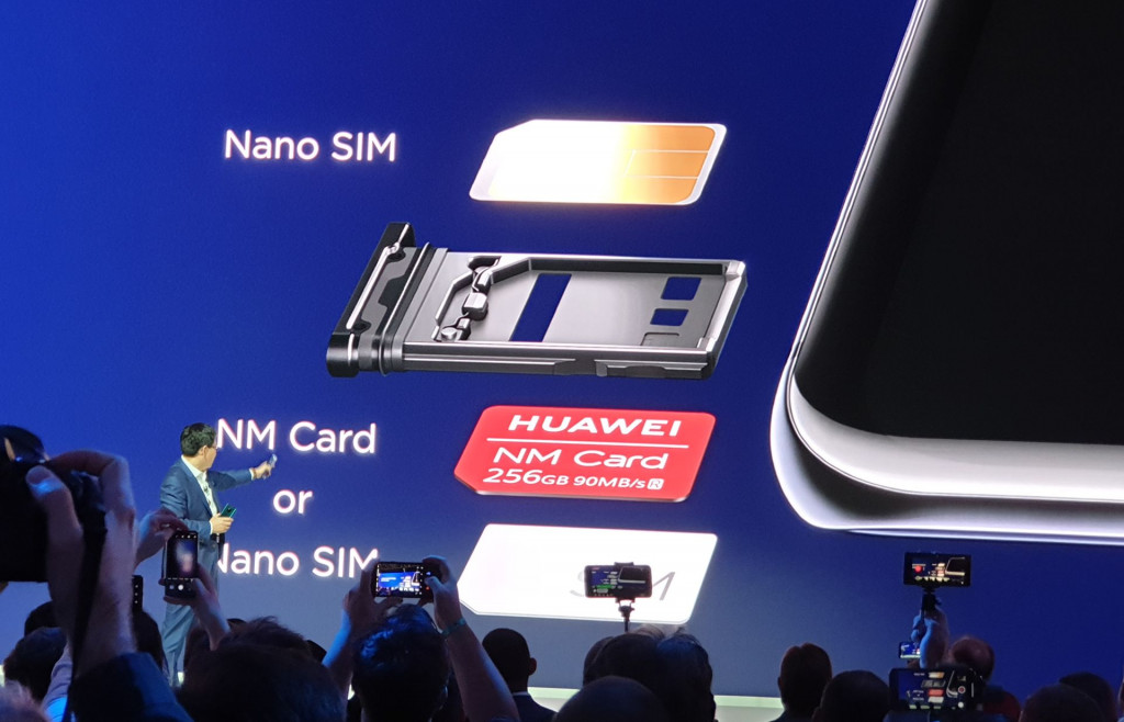 Huawei Mate 20 Pro launch with Nano Memory on display