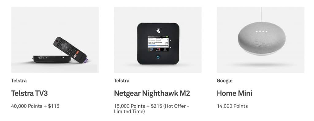 Telstra Plus points store examples