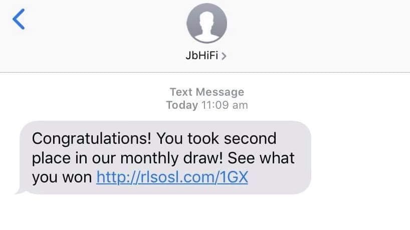 JB HiFi SMS scam
