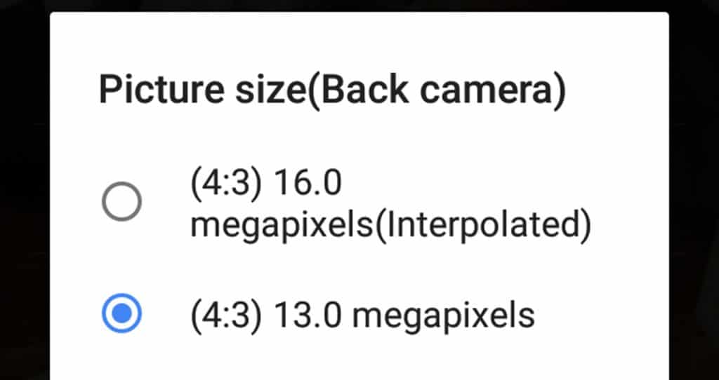 Camera interpolation on the Alcatel 1S