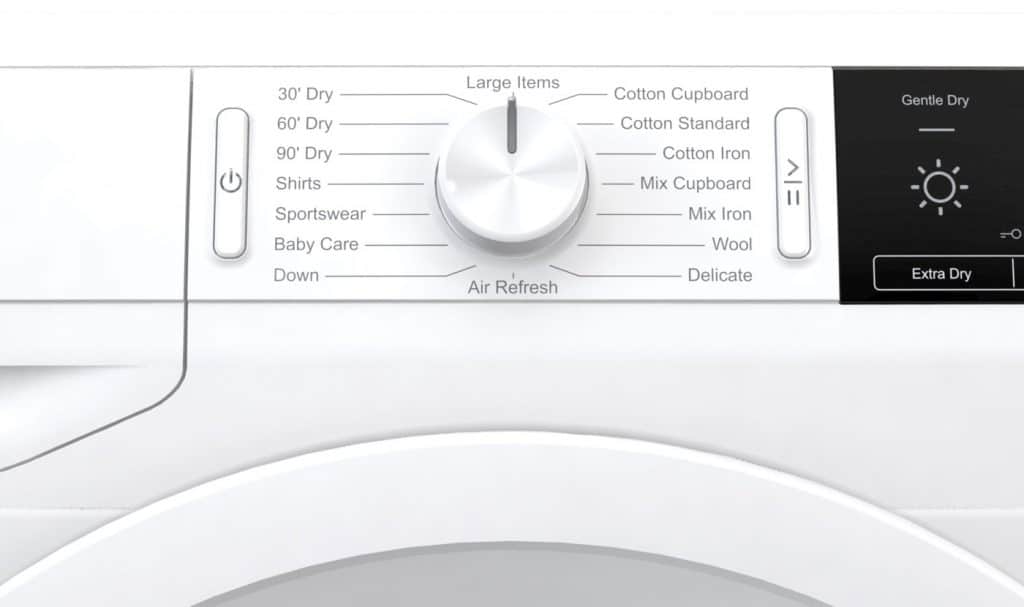 Modes on the Hisense 8kg Condenser Dryer