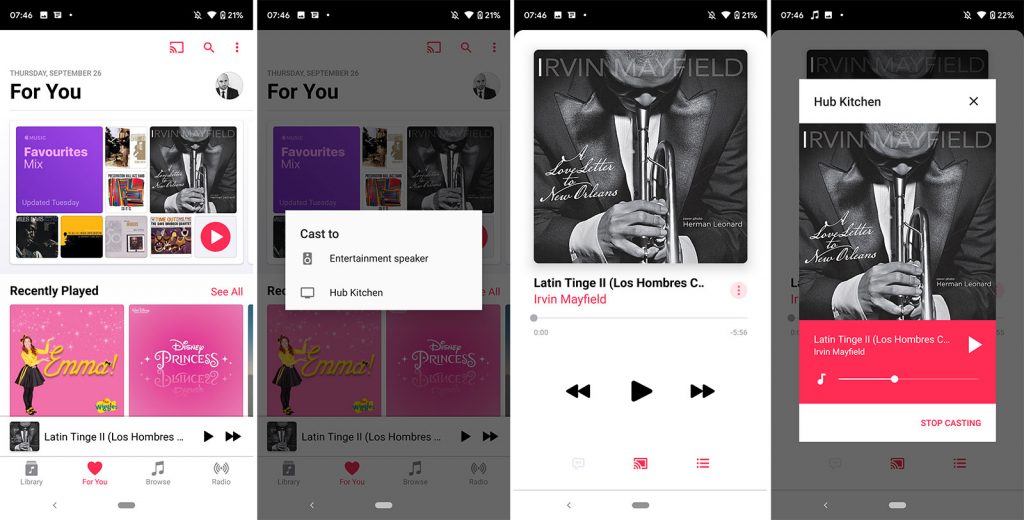 Apple Music on Android supporting Chromecast