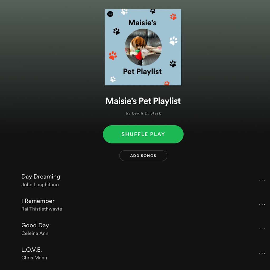 Spotify for Pets example playlist