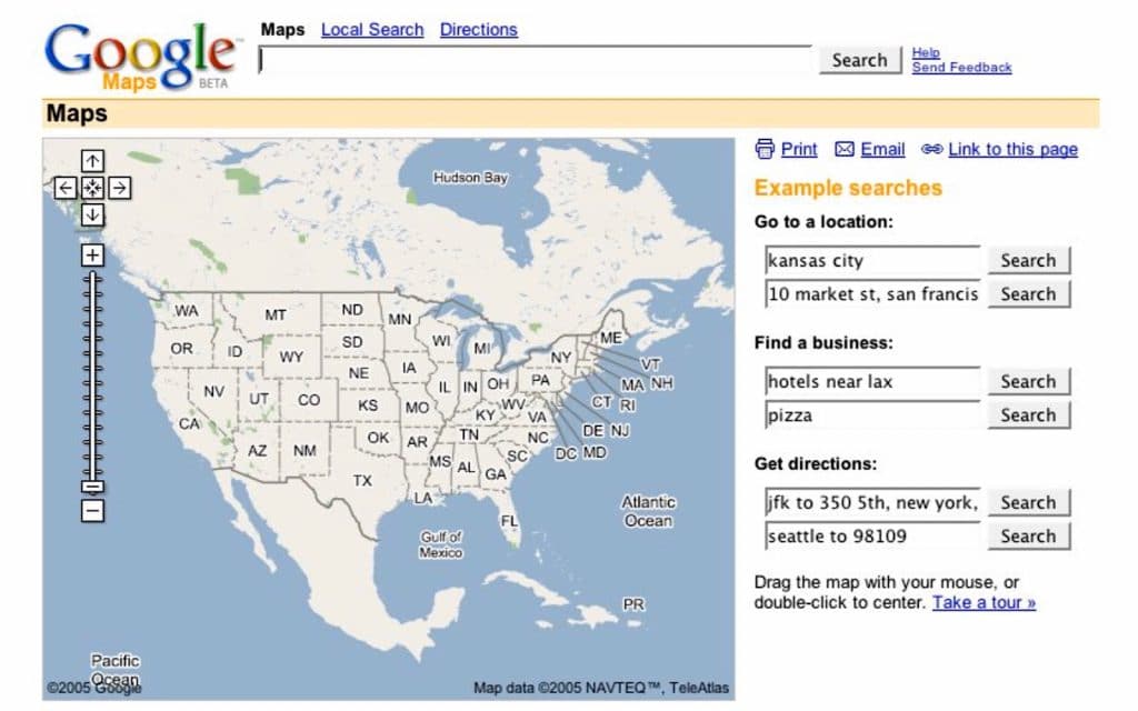 Google Maps back in 2005