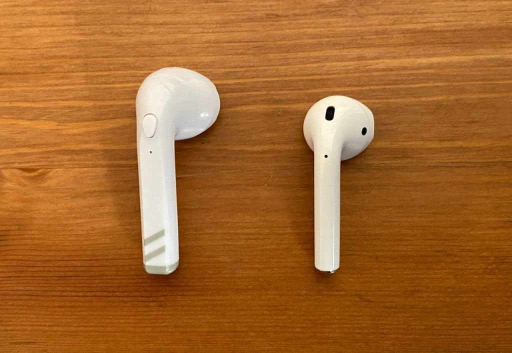 Anko True Wireless Earphones (left) vs Apple AirPods (right)