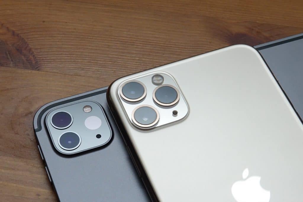 Apple iPad Pro 2020 camera (left) next to the iPhone 11 Pro Max camera (right)