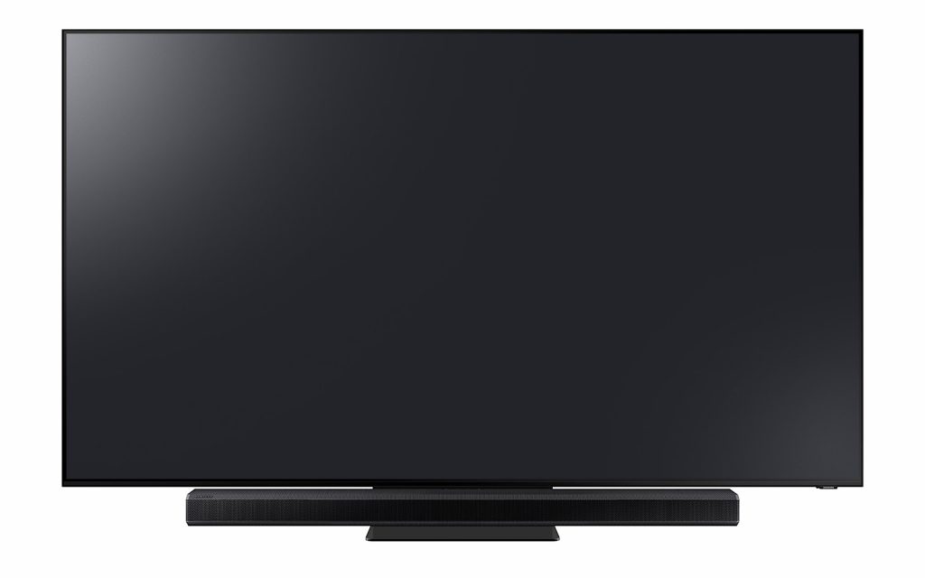 Samsung Q800T soundbar under a Samsung 2020 TV