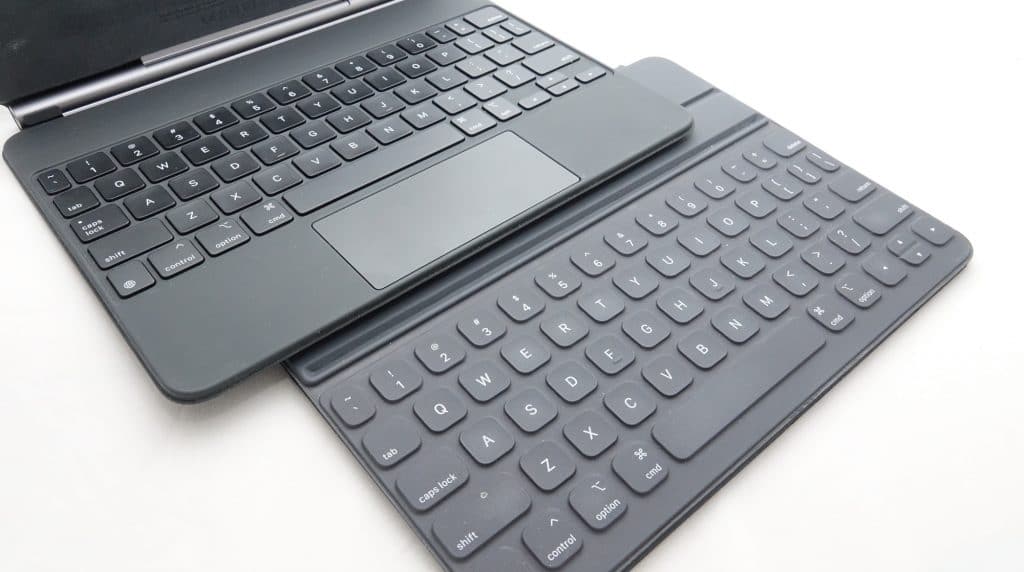 Magic Keyboard (left) compared to the Smart Keyboard Folio (right)