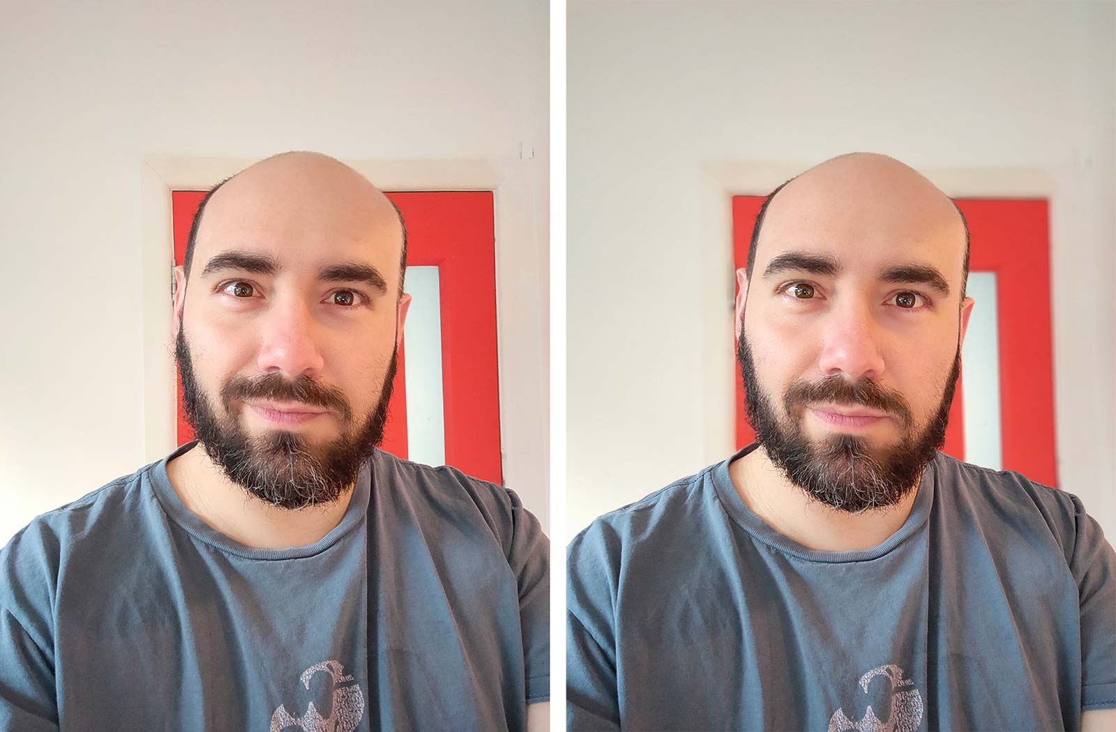 Images from the X3 SuperZoom selfie camera: left as standard, right with portrait mode.