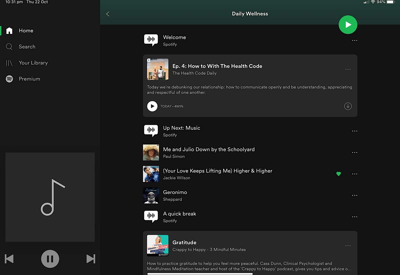 Spotify Daily Wellness feature available to Spotify customers on both Free and Premum.