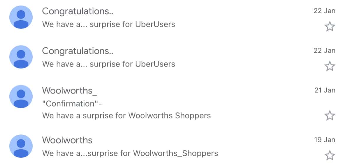 The Uber scams look mighty close to the Woolworths scams.