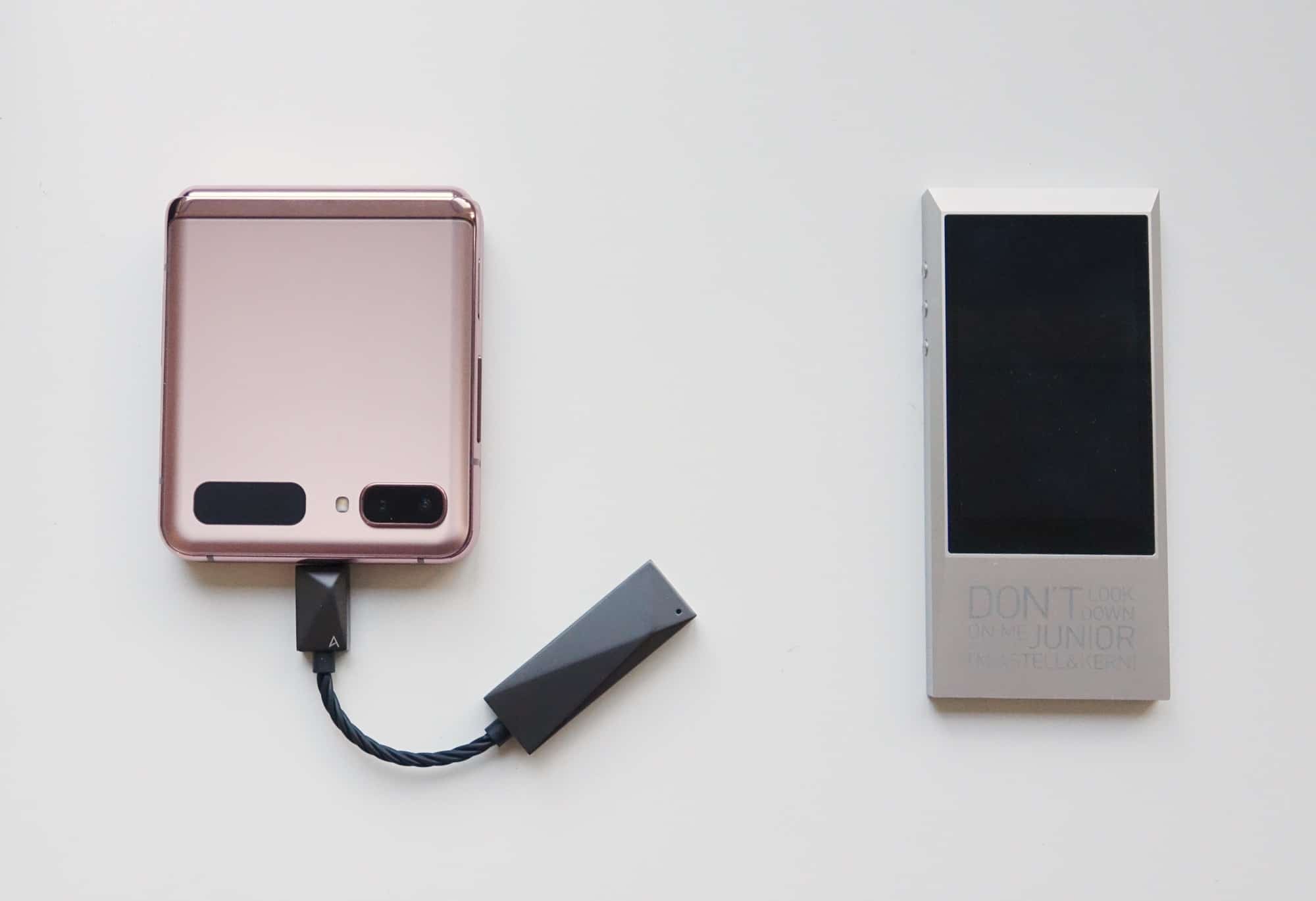 The Samsung Z Flip with the Astell & Kern DAC cable versus the AK Jr