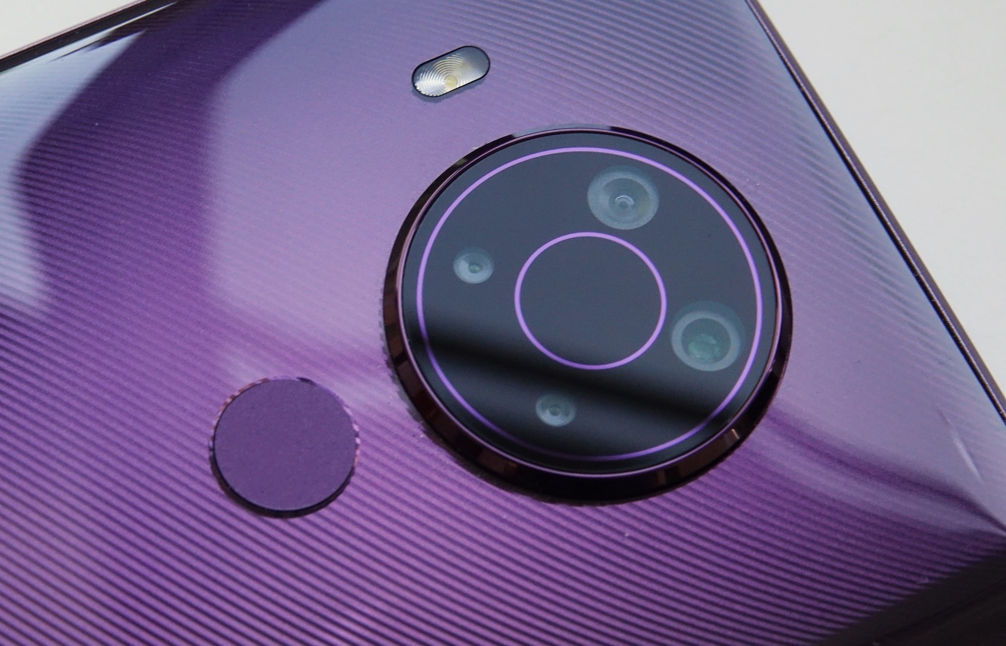 The fingerprint sensor and the cameras on the Nokia 5.4