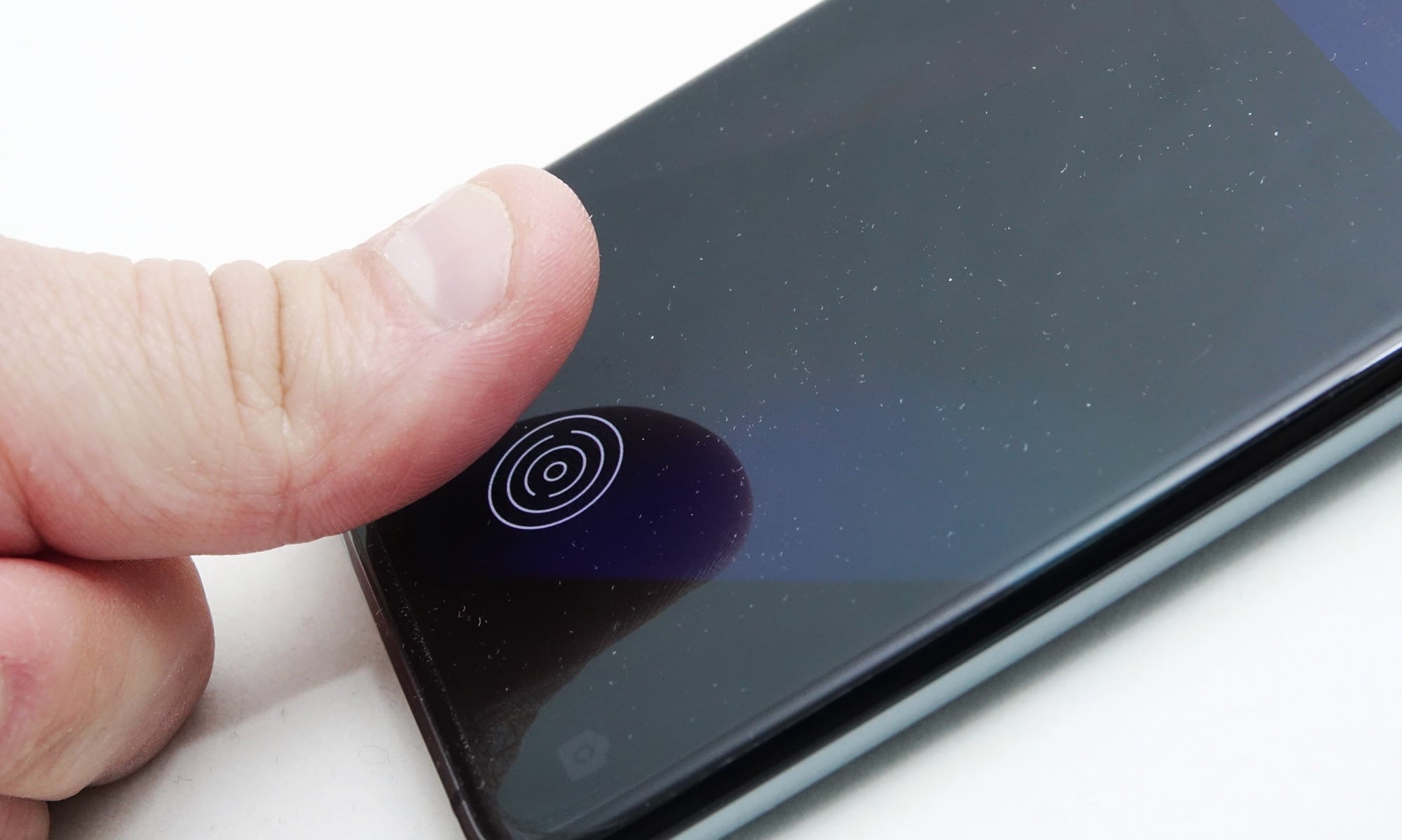 The in-screen fingerprint sensor on the Find X3 Pro