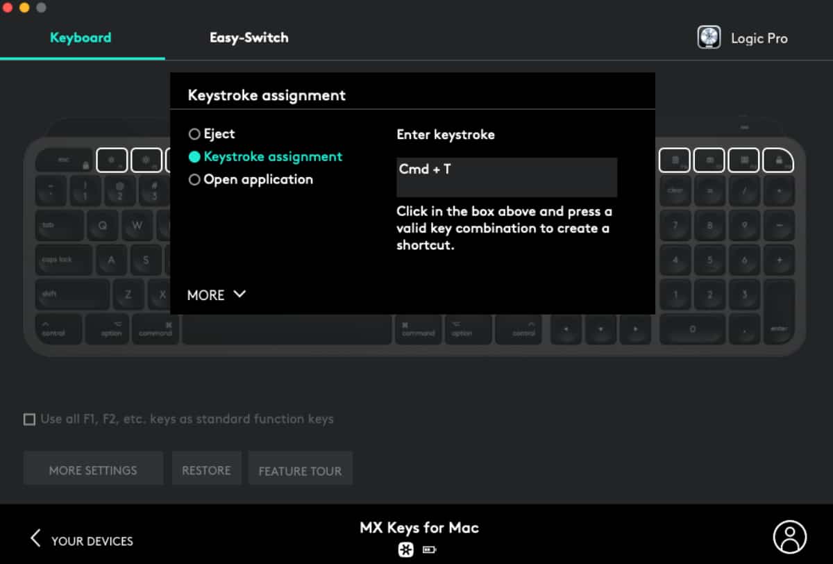 logitech mx key software