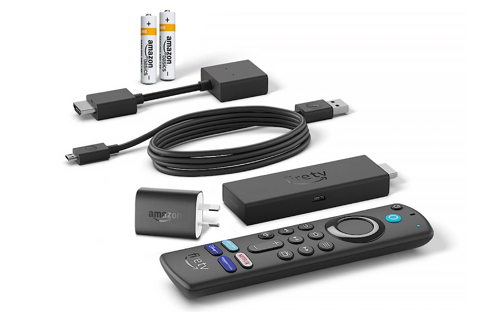 The Fire TV Stick 4K Max package. The remote is bigger than the media dongle.