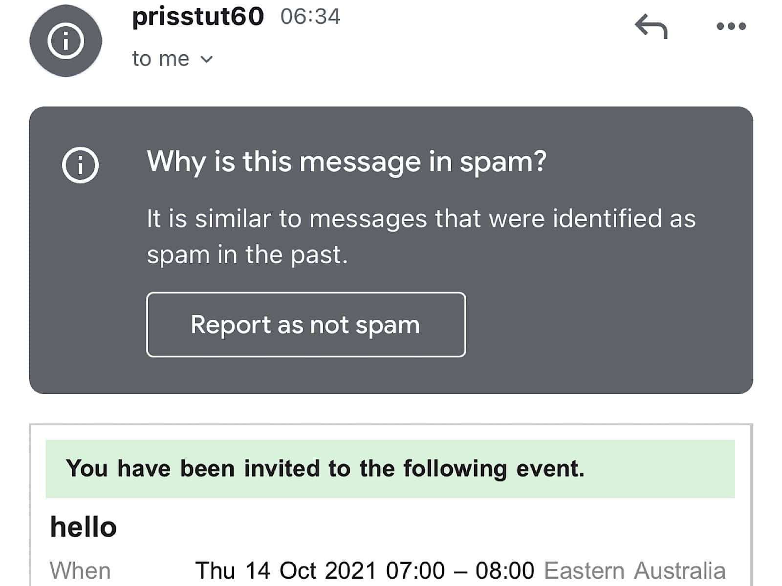 What's happening with iOS Calendar spam: you're receiving a mail with an invite, and even though it's clearly spam, iOS is joining the dots for you.