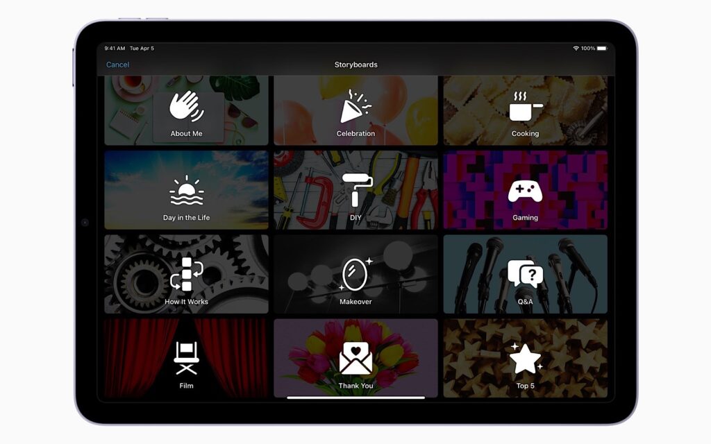 Apple iMovie 3.0 feature "Storyboards"