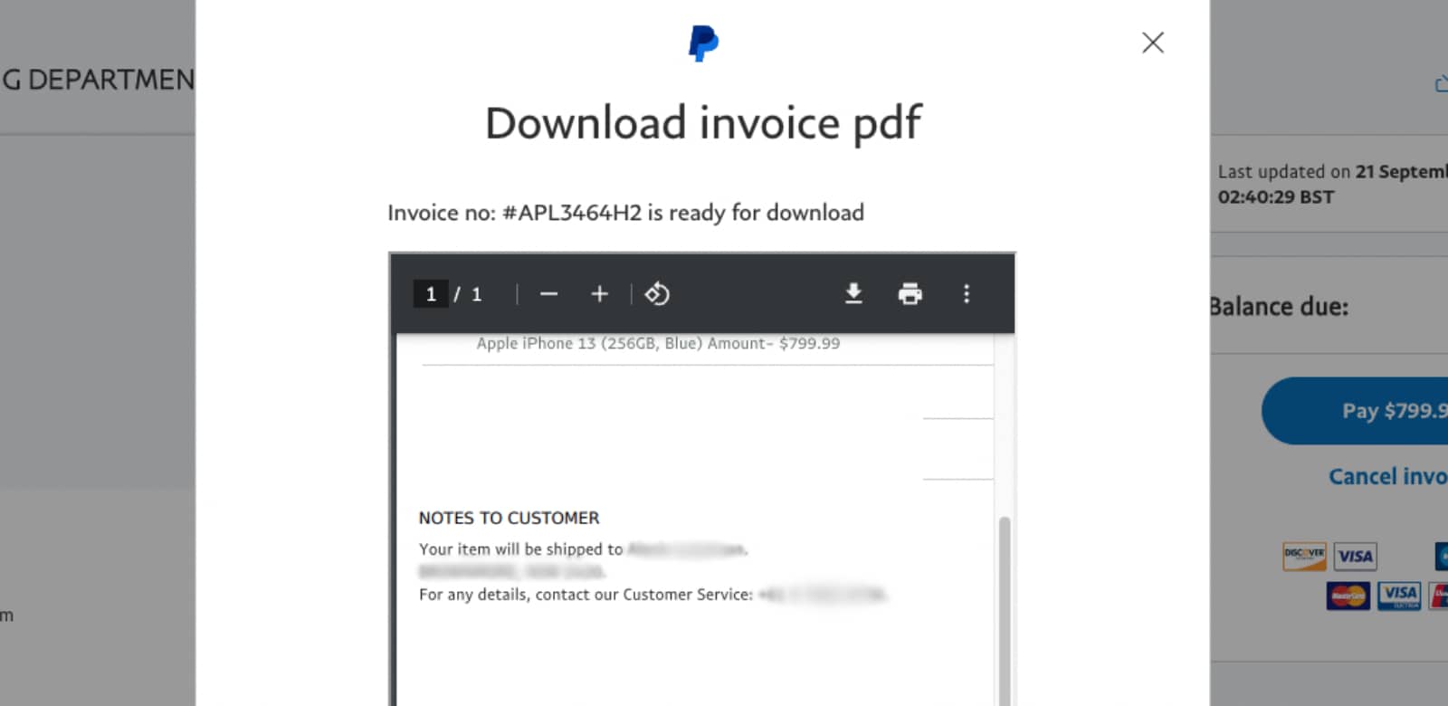 glener paypal invoice scam