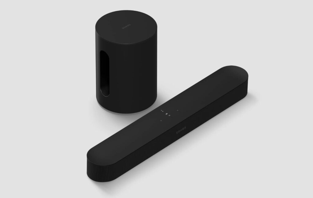 The Sonos Beam with the Sonos Sub Mini.