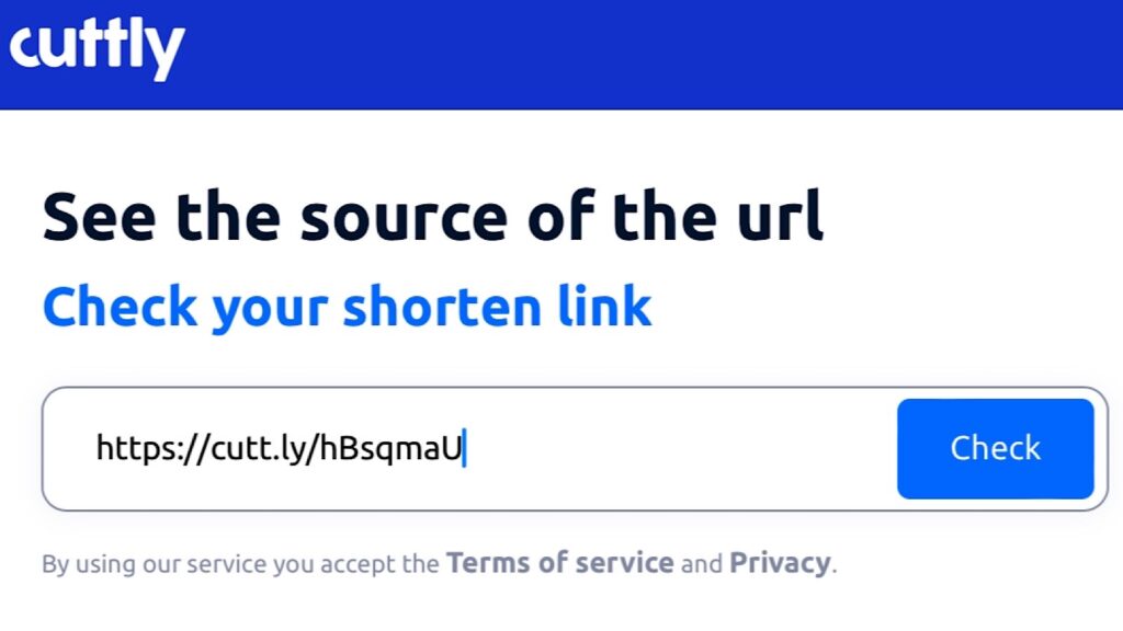 Verifying a Cuttly link