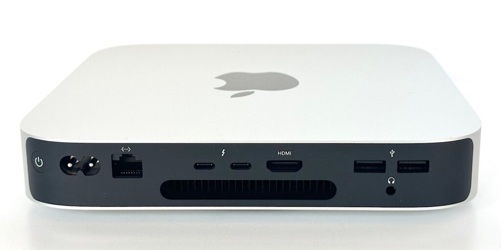 The ports on the back of the M2 Mac Mini