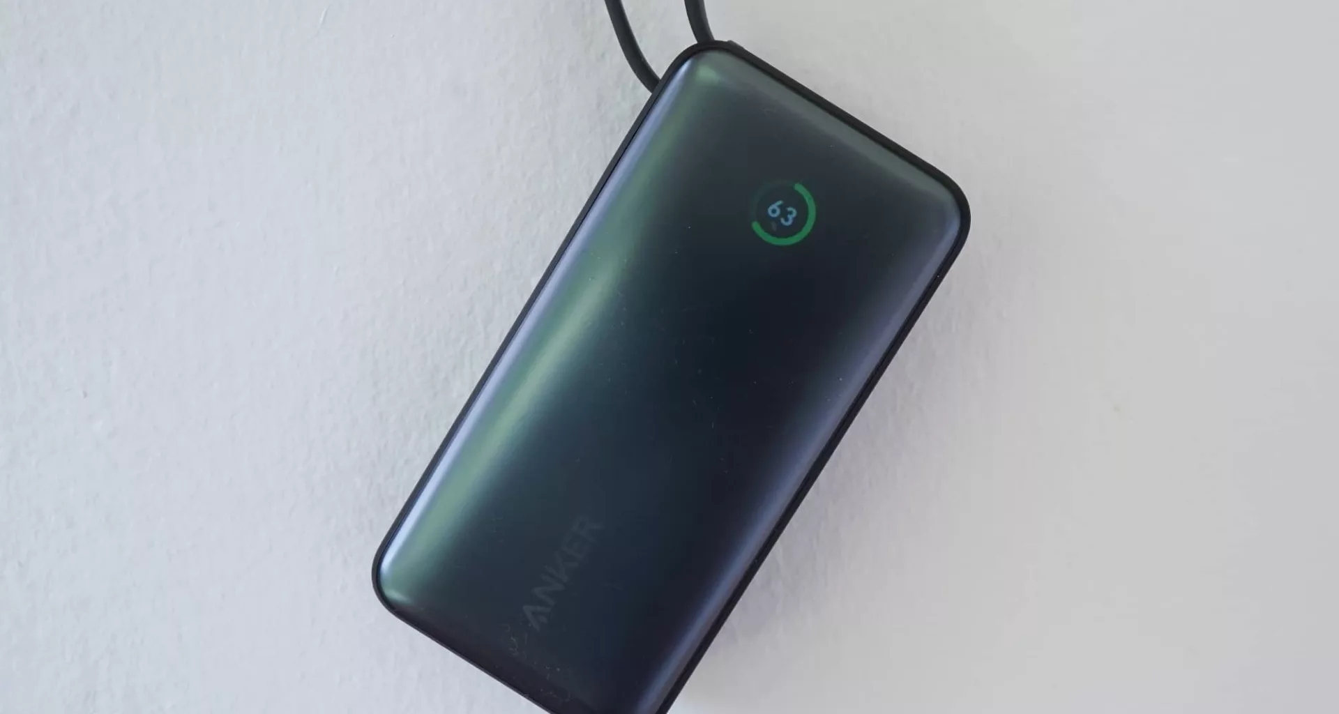 The Nano Power Bank 30W by Anker has a built-in USB-C cable