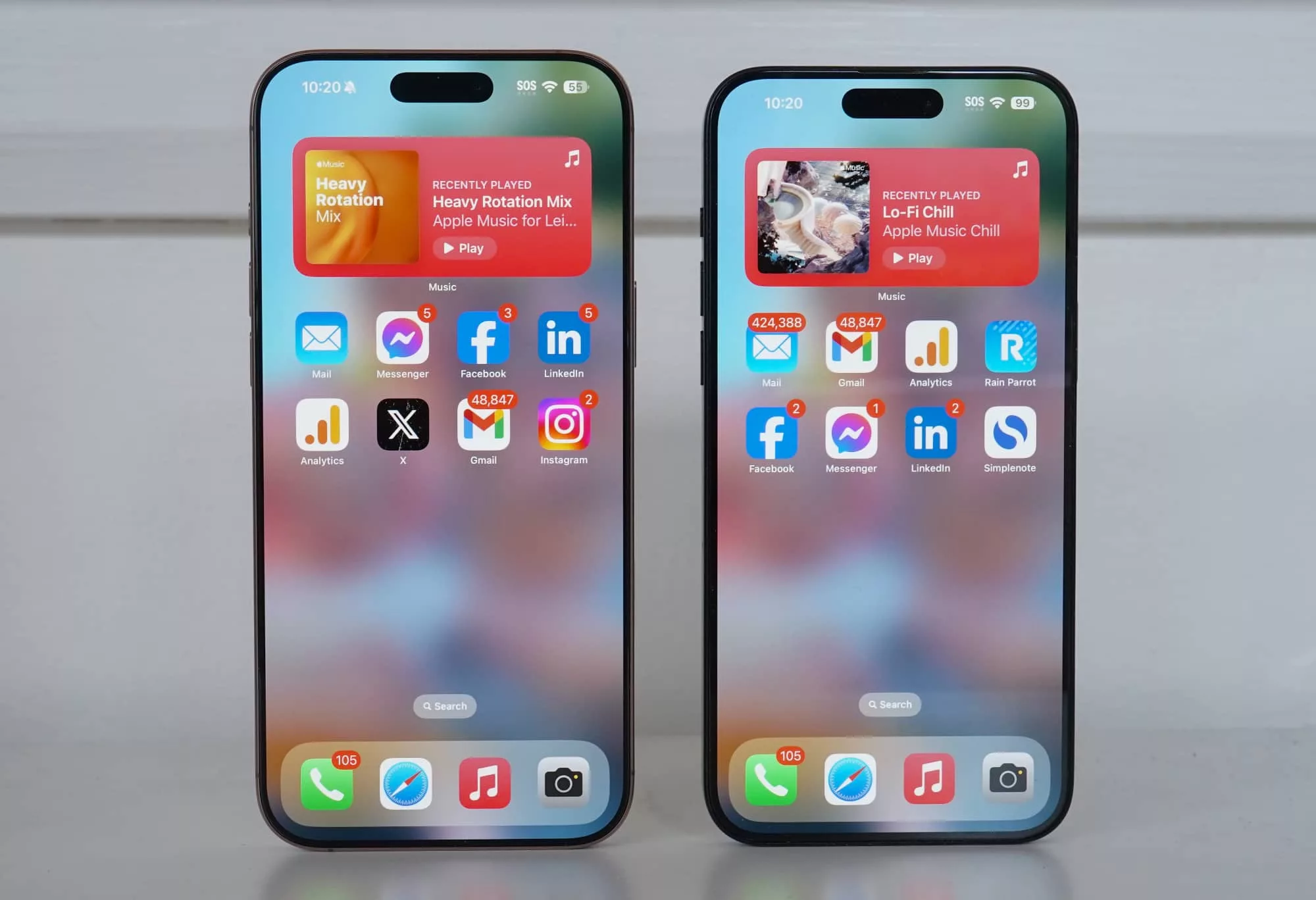 You can see the size difference between the 6.9 inch 16 Pro Max (left) and the 6.7 inch 15 Pro Max (right).