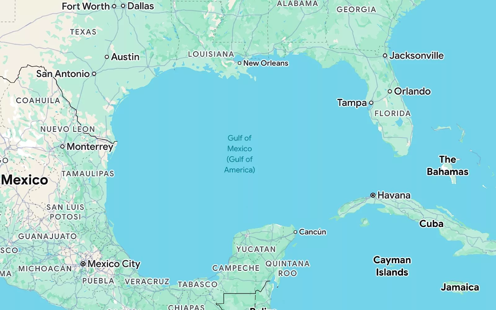 Google names the Gulf of Mexico.